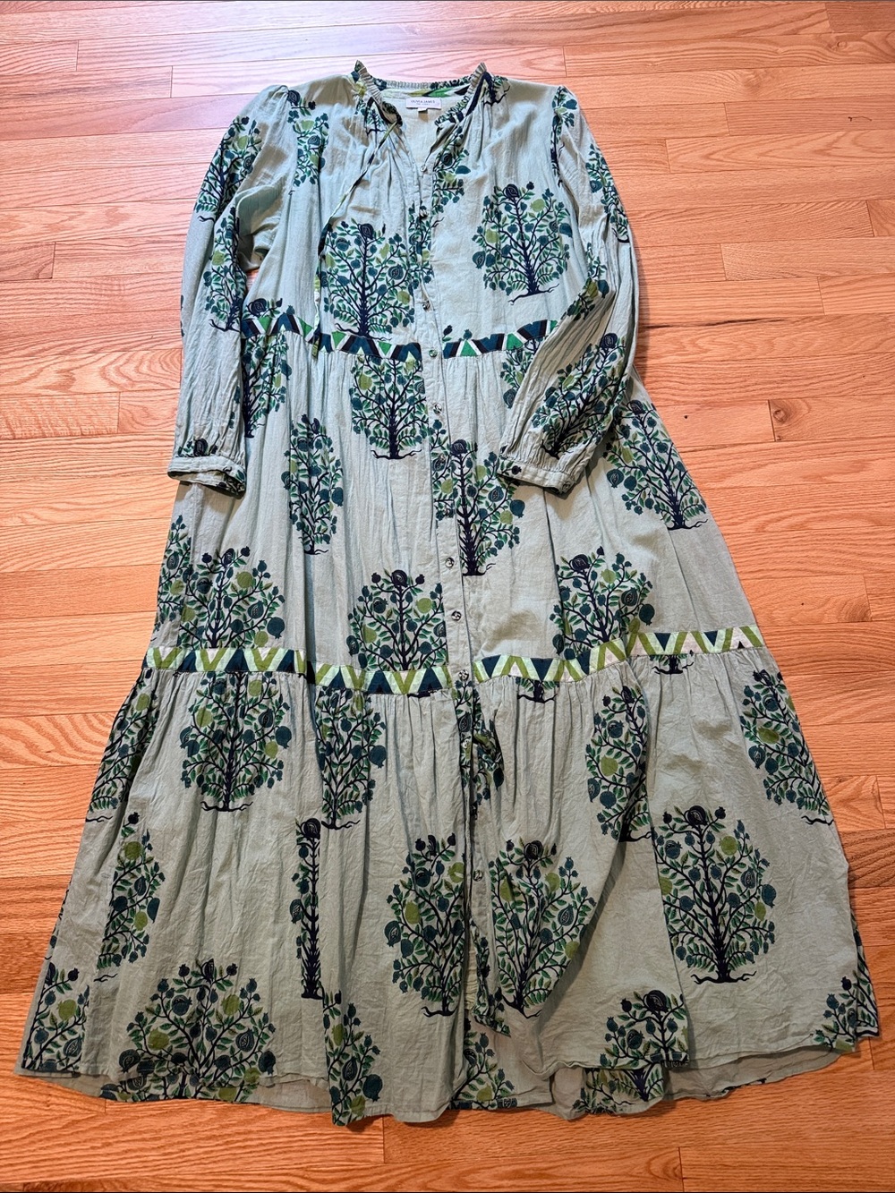 Elegant Long Sleeve Green Patterned Dress